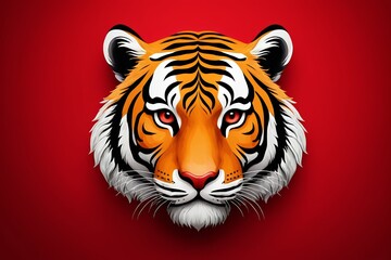 tiger face on red background