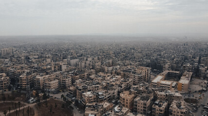 An aerial view of Aleppo City after the Syrian opposition took control of it.