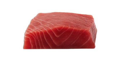 Slicing raw tuna steak transparent background culinary showcase