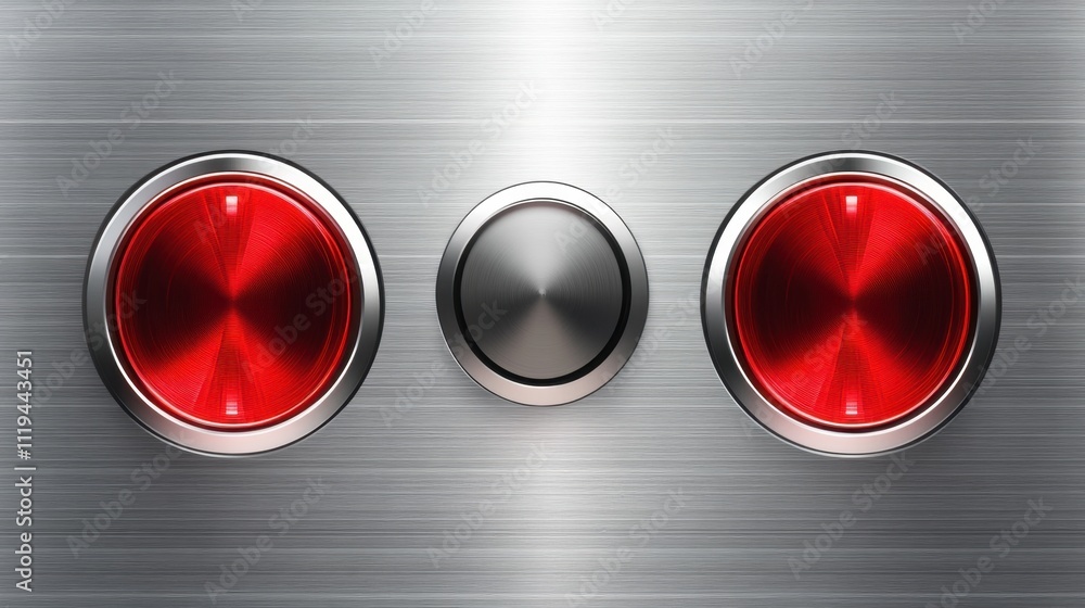 Fototapete modern silver metallic interface with backlit buttons and glossy minimalist patterns.