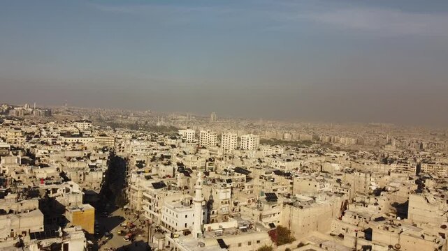 An aerial view of Aleppo City after the Syrian opposition took control of it.