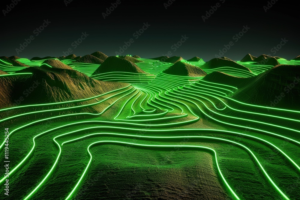 Poster a green field with a green line running through it