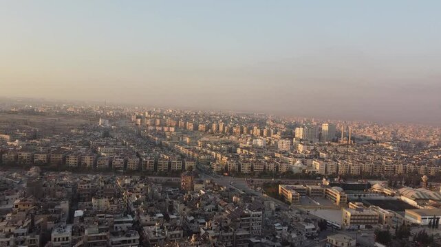An aerial view of Aleppo City after the Syrian opposition took control of it.