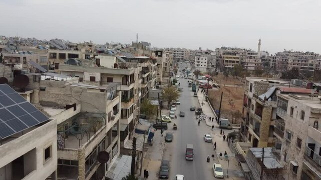 An aerial view of Aleppo City after the Syrian opposition took control of it.