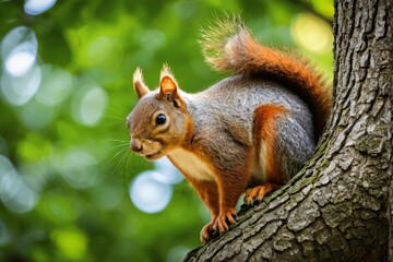 Obraz premium there is a squirrel that is sitting on a tree branch