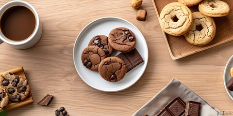 Indulging in delicious cookies and coffee at home lifestyle setting