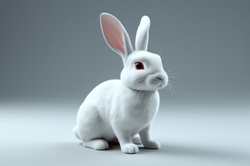 Obraz premium arafed rabbit with red eyes sitting on a gray surface