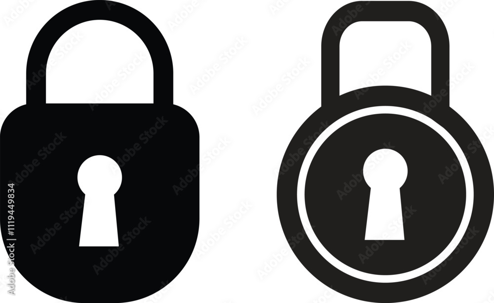 Poster lock icon set in two shapes isolated on white background . padlock icon . security symbol icon vecto