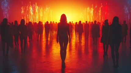 Fototapeta premium Futuristic Trade Show With Hologram Product Engaging Customers In Interactive Sales Experience