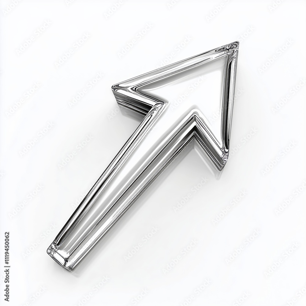 Poster 3d glass arrow icon isolated on solid white background reflecting modern minimalistic design with tr