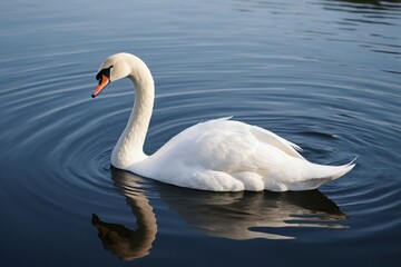 Obraz premium there is a white swan swimming in the water with its head above the water