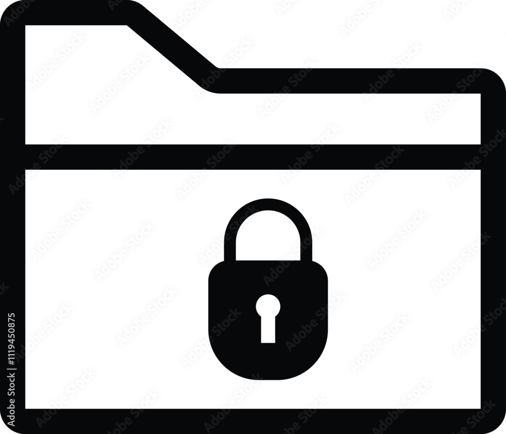 Poster locked folder icon isolated on white background . folder with lock icon . secure folder icon vector