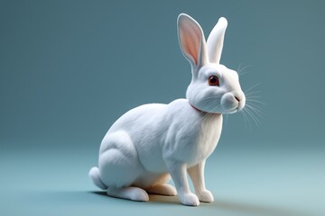 Obraz premium there is a white rabbit sitting on a blue surface