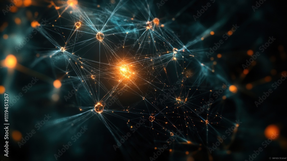 Poster abstract neural network illuminated connections