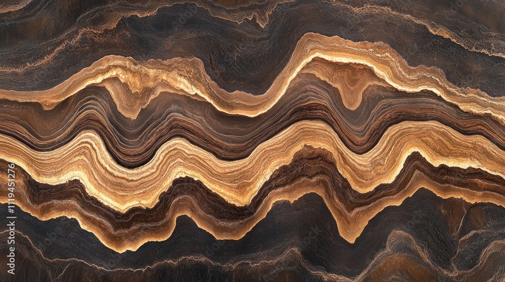 Poster abstract layered design with warm tones and flowing patterns.