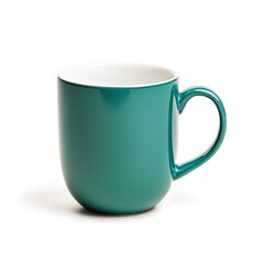 A simple teal mug with a smooth finish isolated on white background