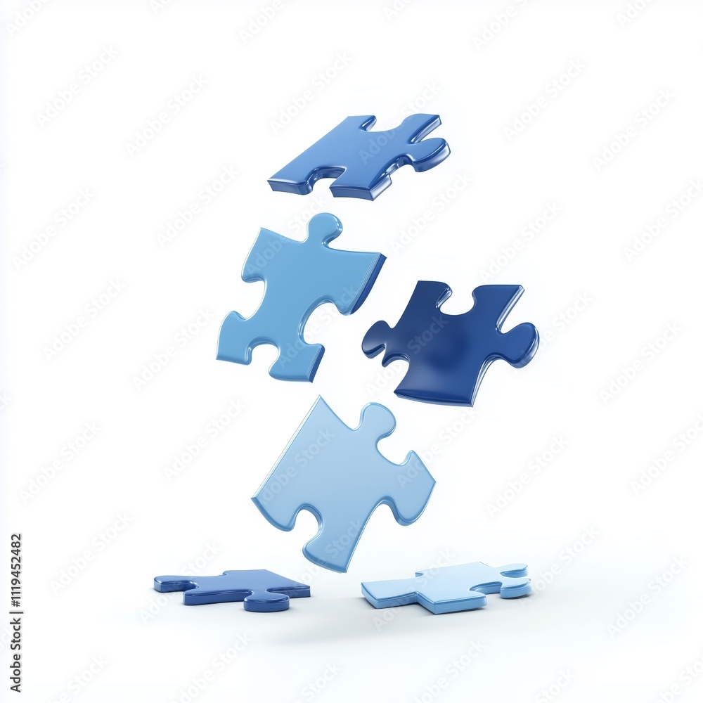 Aufkleber brainstorming teamwork concept. jigsaw puzzle pieces icon floating on white isolated background. sol