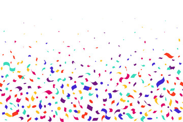 Confetti vector border isolated on white background for birthday party design. Falling color ribbons decoration. Festive elements on white background