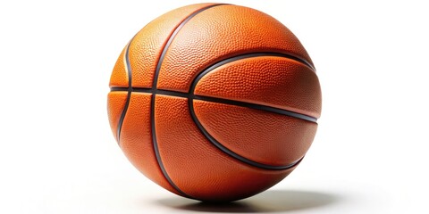Obraz premium Night Basketball Photo, Orange Basketball, Black Stitching, Isolated, White Background, Sports Photography, Studio Shot
