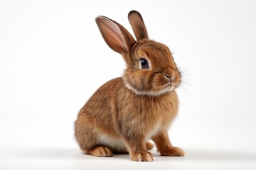 Fototapeta premium there is a small brown rabbit sitting on a white surface