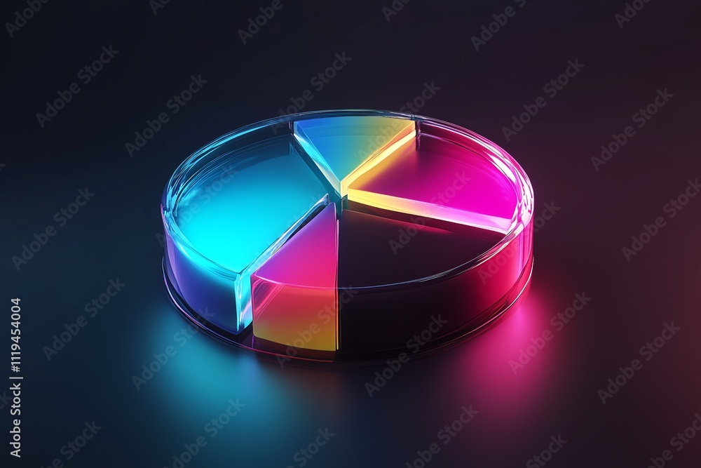 Aufkleber glass pastel color morphism business chart pie icon with colorful gradient light on dark background 