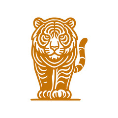  tiger walking Illustration in drawing stencil style 