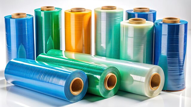 Plastic Film Roll Packaging, Industrial Packaging, White Background, Packaging Material, Film Roll, Plastic Wrap, Wrapping Process, Product Packaging