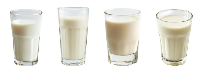 Glasses of Milk Set Isolated Transparent Background PNG Image