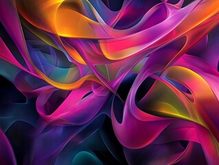 A fitting title for this image could be: Chromatic Twists: The Dance of Radiant Ribbons