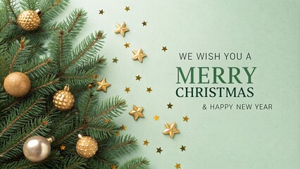 We wish you a Merry Christmas and Happy new year greeting background template