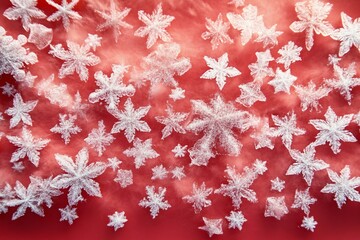 White Snowflakes on Red Background Texture