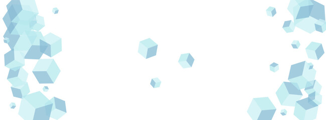 Blue-gray Square Background White Vector. Box Gift Card. Sky Blue Cubic Flying Template. Style Illustration. Monochrome Geometry Cube.