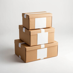 Obraz premium box package delivery cardboard carton stack.