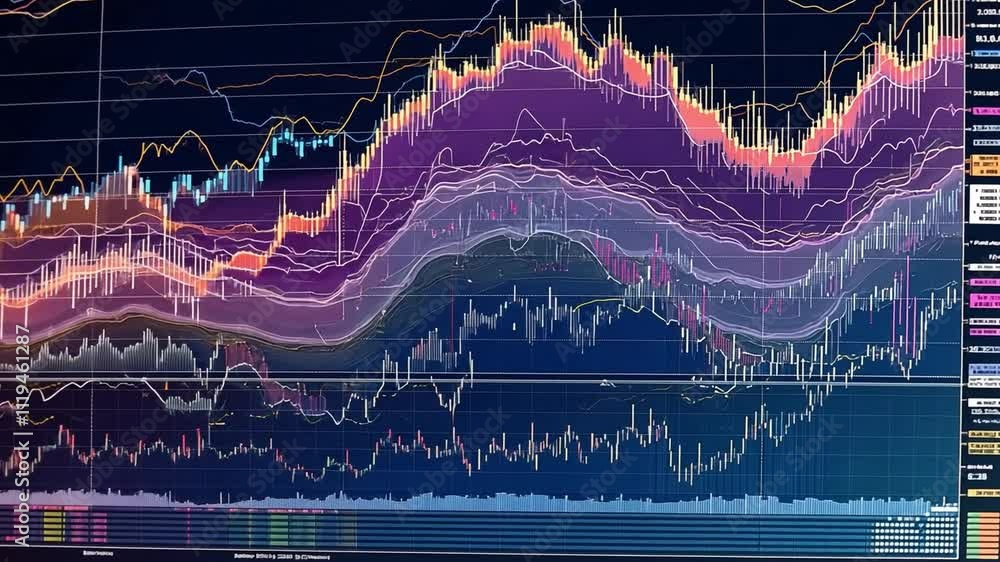 Aufkleber cryptocurrency market volatility: abstract visualization of a dynamic cryptocurrency market, showcas