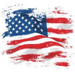 American Flag with Bold Brushstroke Art