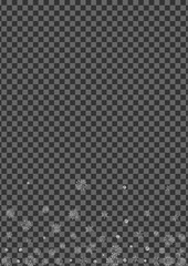 Luminous Flake Background Transparent Vector. Confetti Flying Illustration. Metal Snowflake Garland. Grey Xmas Texture.