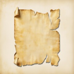 Fototapeta premium An old parchment paper displaying irregular, torn edges, symbolizing its vintage character and historical context
