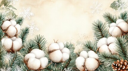 Christmas Festive Background with Christmas Flower, Christmas and New Year holidays concept, Winter watercolor background presentation design with text space for display.
