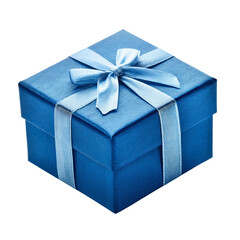 Obraz premium A festive blue gift box with a large, elegant blue satin bow, perfect for birthdays, anniversaries, or any special occasion
