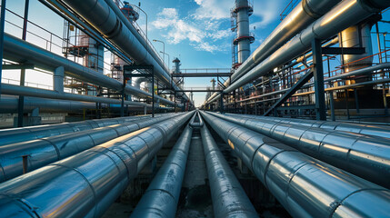 A vast gas or oil pipeline spans a remote area, showcasing the energy industry infrastructure and its role in global fuel supply.
