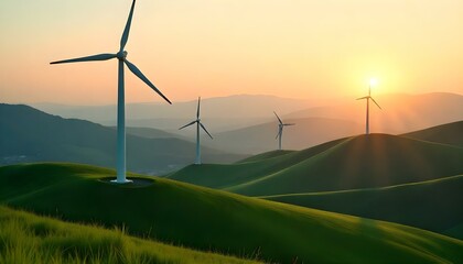 wind turbines in the mountains