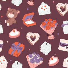 Vector seamless background pattern with love icons for surface pattern design 