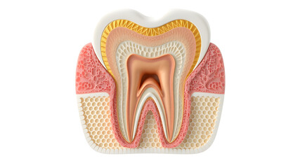 Tooth model, Dental tooth anatomy. Cross section of human tooth. Type of dental cavities illustration.