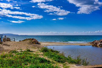 View of the landscape of the Sterpaia Coastal Park in Riotorto Tuscany Italy
