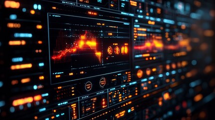 Fototapeta premium Real time AI powered Fraud Detection in Financial Sector with Glowing Analytics Dashboard