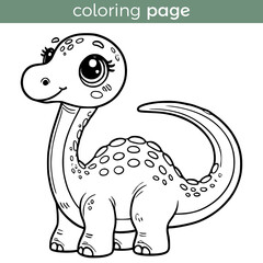 coloring page for kids cute Brachiosaurus dinosaur vector illustration template design