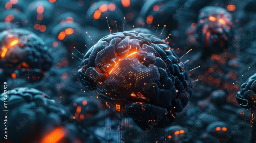 Poster 3d brain processor artificial intelligence concept