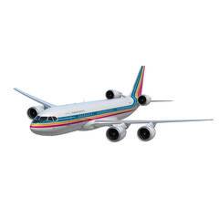 Retro-Styled Commercial Jetliner: Classic Aviation Design with Vintage Livery Stripes cutout
