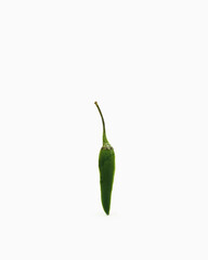 green chili pepper on white background