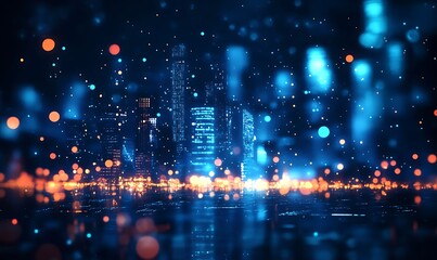 abstract night light of cityscape bokeh, Generative Ai